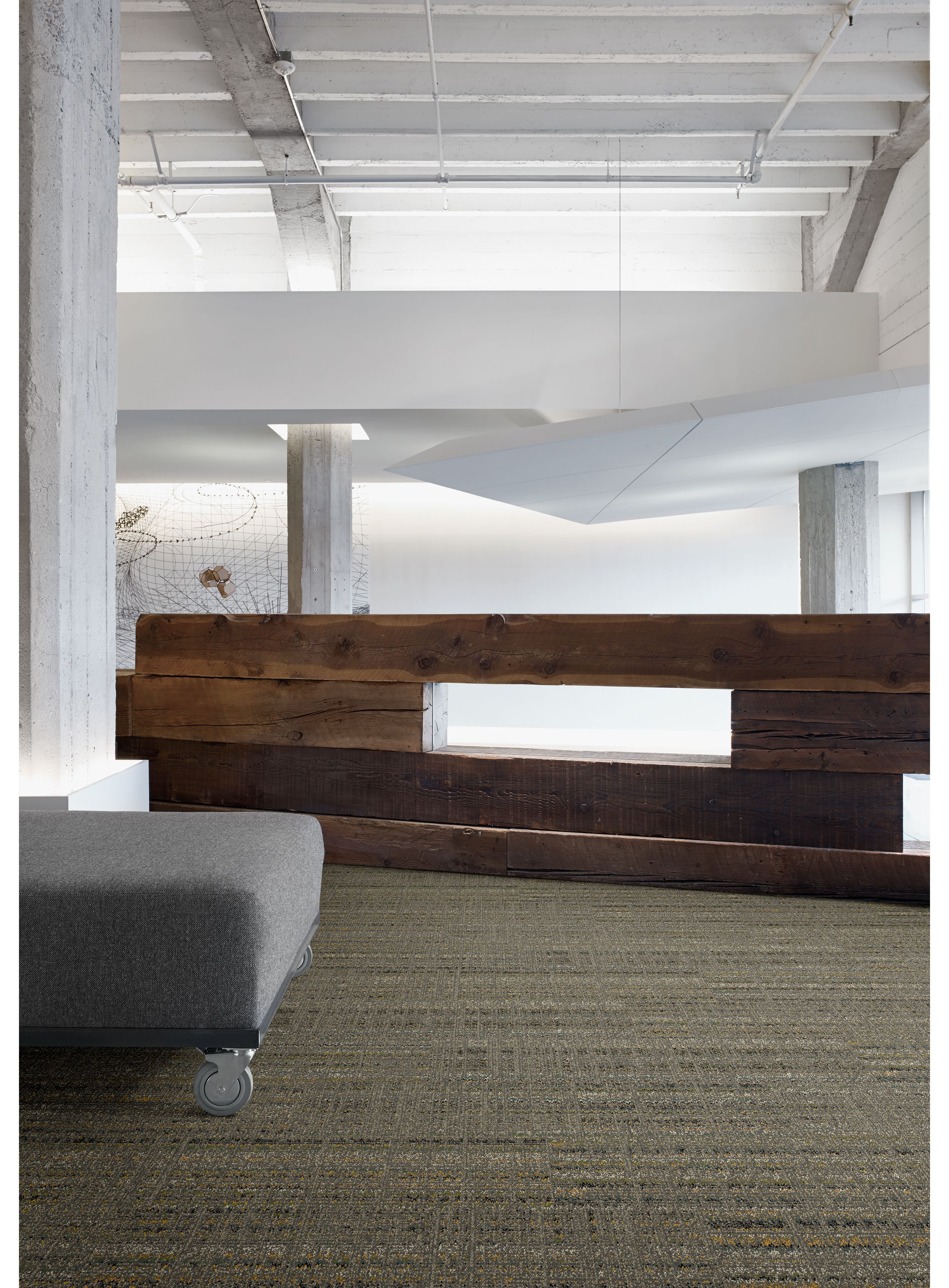 Interface Static Lines plank carpet tile  in common area with stools image number 3